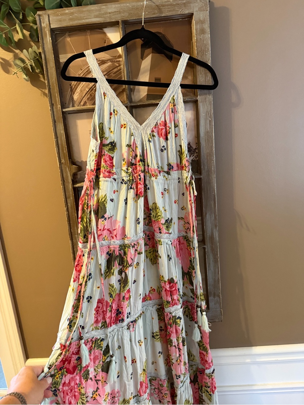 Angie Floral Maxi Dress in Pink, Green & Blue
